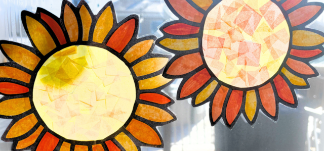 Sunflower Suncatcher Craft (Free printable Template) - This Tiny Blue House