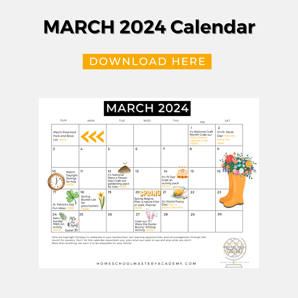 Free march calendar