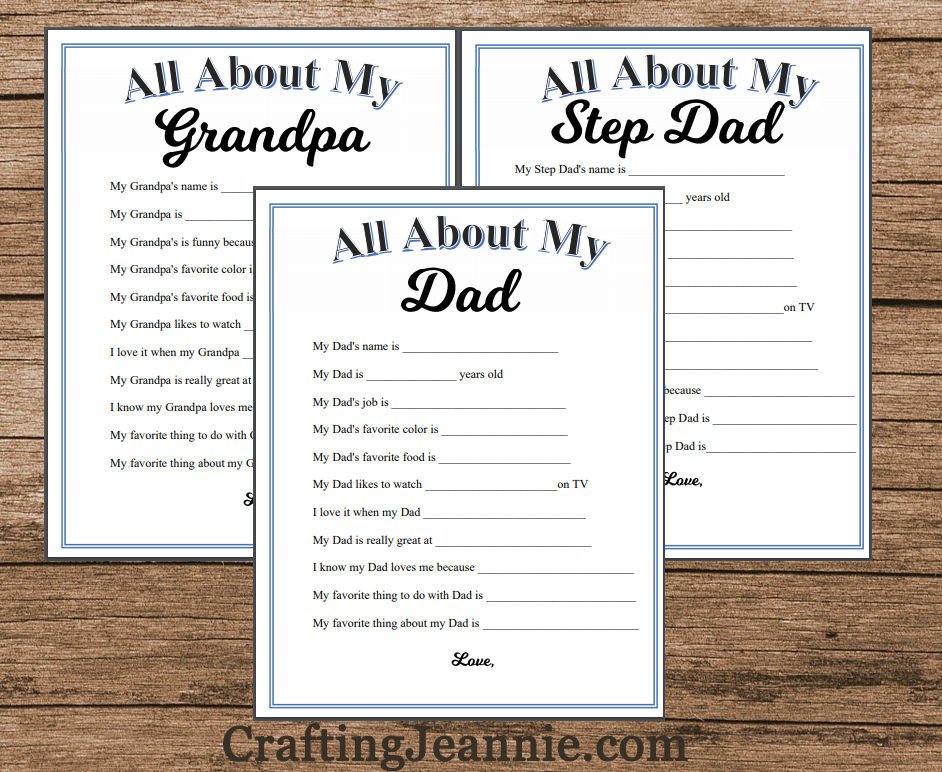 all-about-dad-grandpa-step-dad-free-father-s-day-printable-crafting-jeannie for All About Grandpa Free Printable All About Dad, Grandpa & Step Dad - Free Father's Day Printable - Crafting Jeannie for All About Grandpa Free Printable
