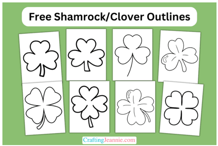 shamrock-outline-and-clover-outline-free-pdf-crafting-jeannie for Free Printable Four Leaf Clover Outline Shamrock Outline and Clover Outline- Free PDF - Crafting Jeannie for Free Printable Four Leaf Clover Outline