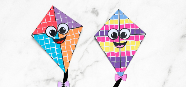 Kite Paperwork Mosaic Kite Craft (Free Printable Template) - This Tiny Blue House