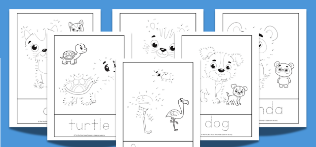 Dot to Dot Animal Worksheets (Free Printable) - This Tiny Blue House